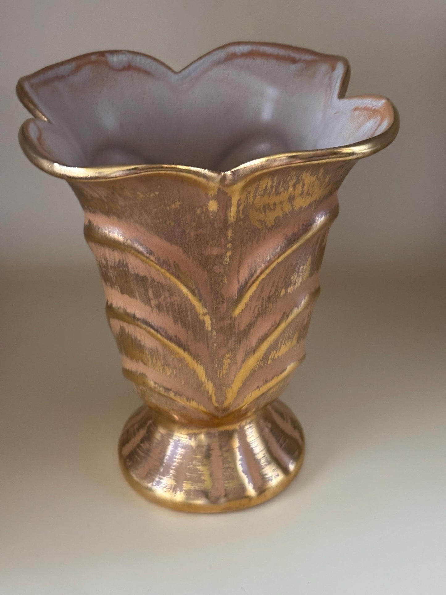 Stangl 22k Brushed Gold Vase Art Pottery Granada Gold Number 3217 Mid Century Vase Potteries from Trenton, NJ Lover Antiques Vintage