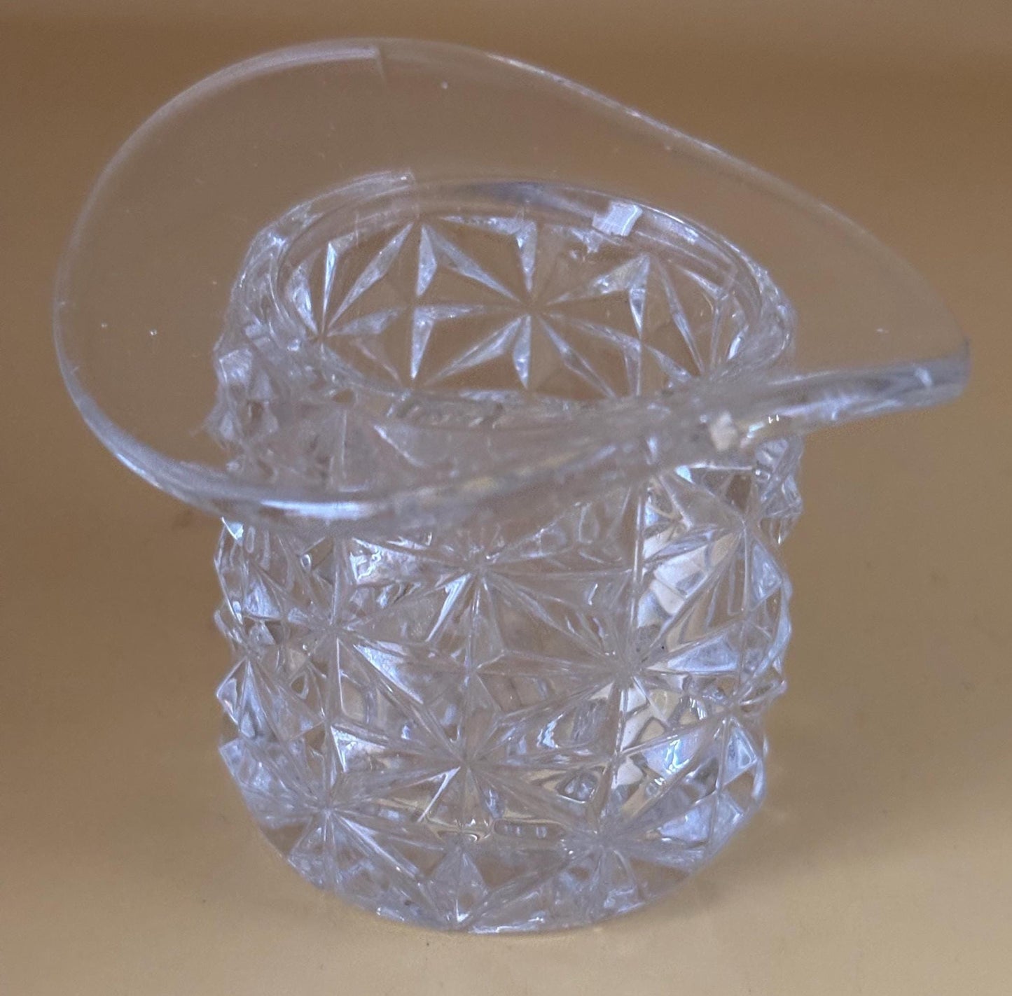 Vintage Starburst Cut Glass Hat Votive Holder Toothpick Holder Lover Antiques and Vintage