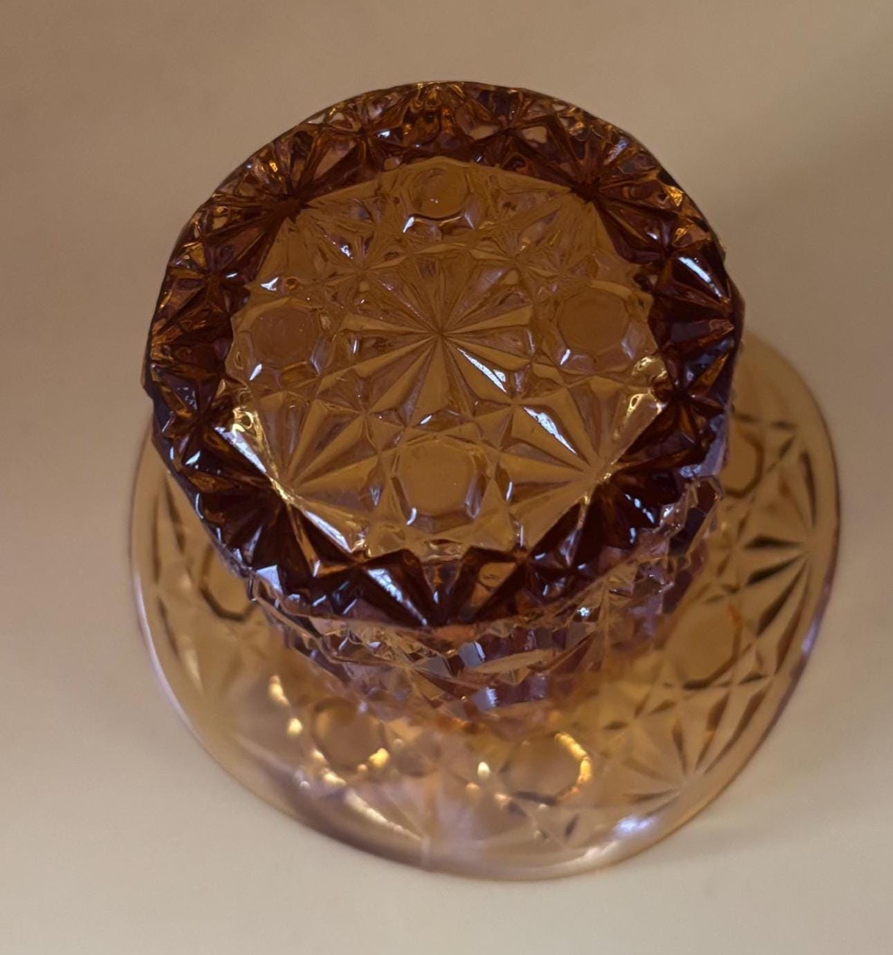 Vintage Fenton Diamond Cut Amber Glass Hat Lover Antiques and Vintage