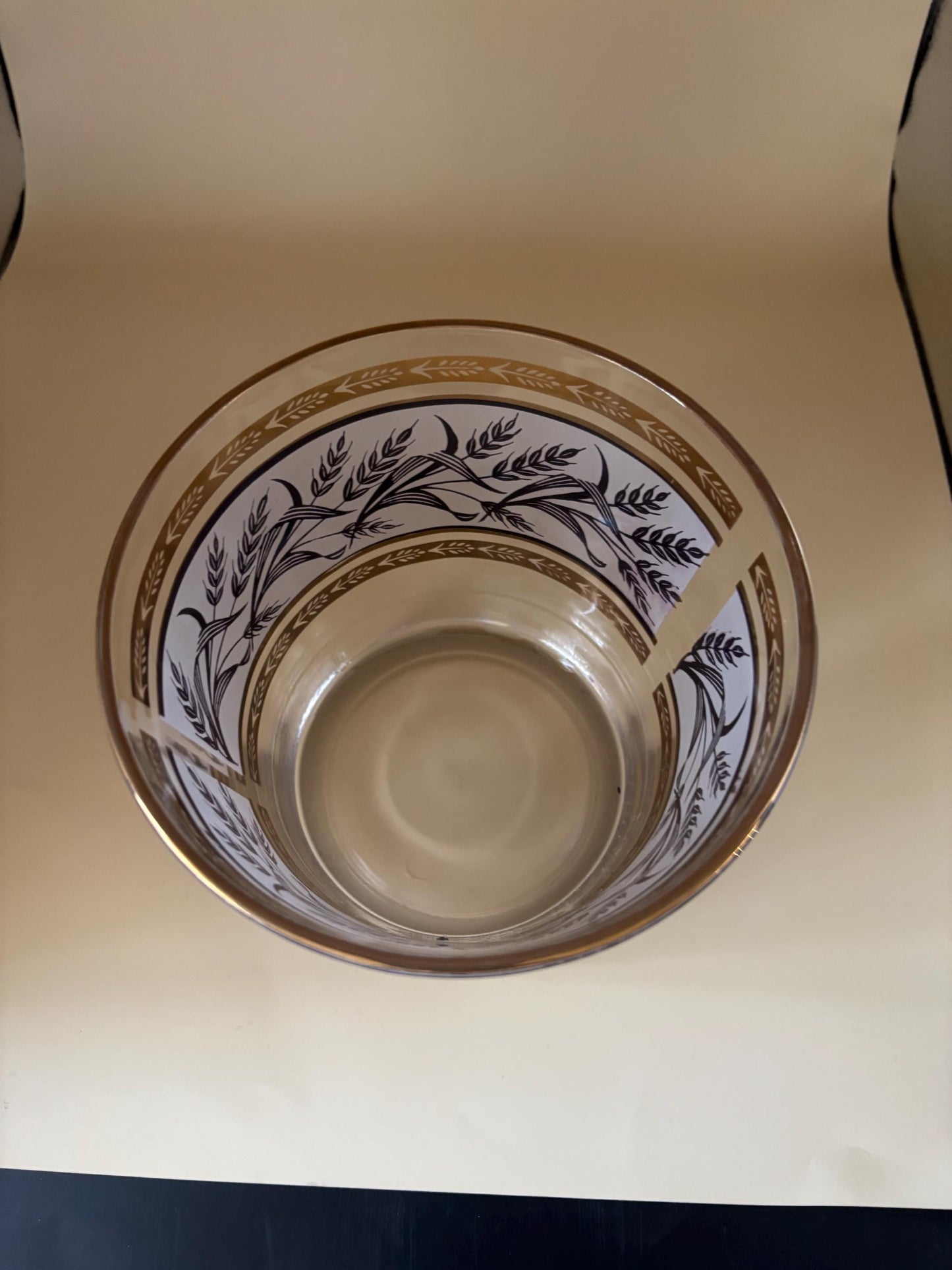 Mid Century Glass Ice Bucket Wheat Pattern Lover Antiques and Vintage