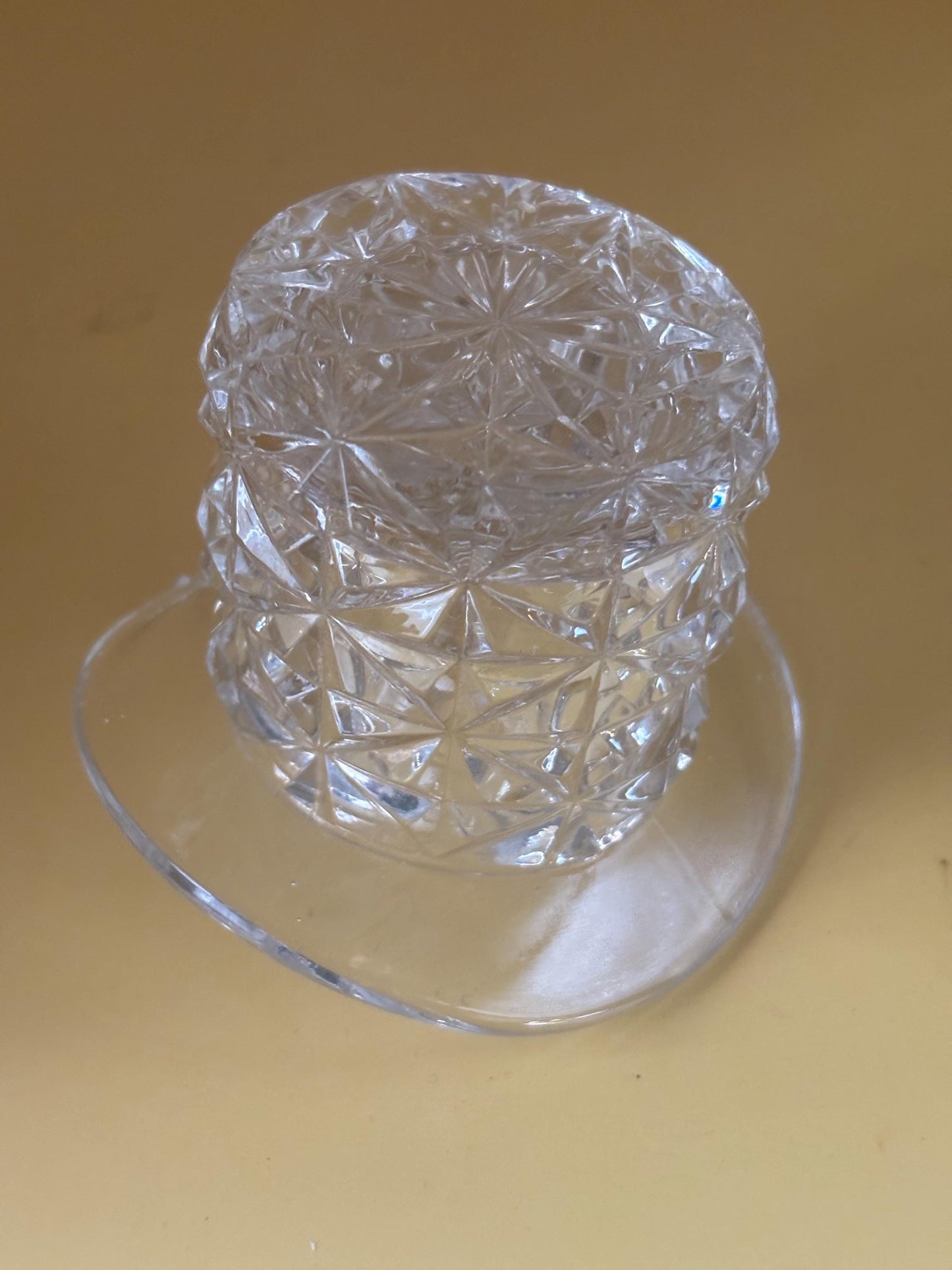 Vintage Starburst Cut Glass Hat Votive Holder Toothpick Holder Lover Antiques and Vintage
