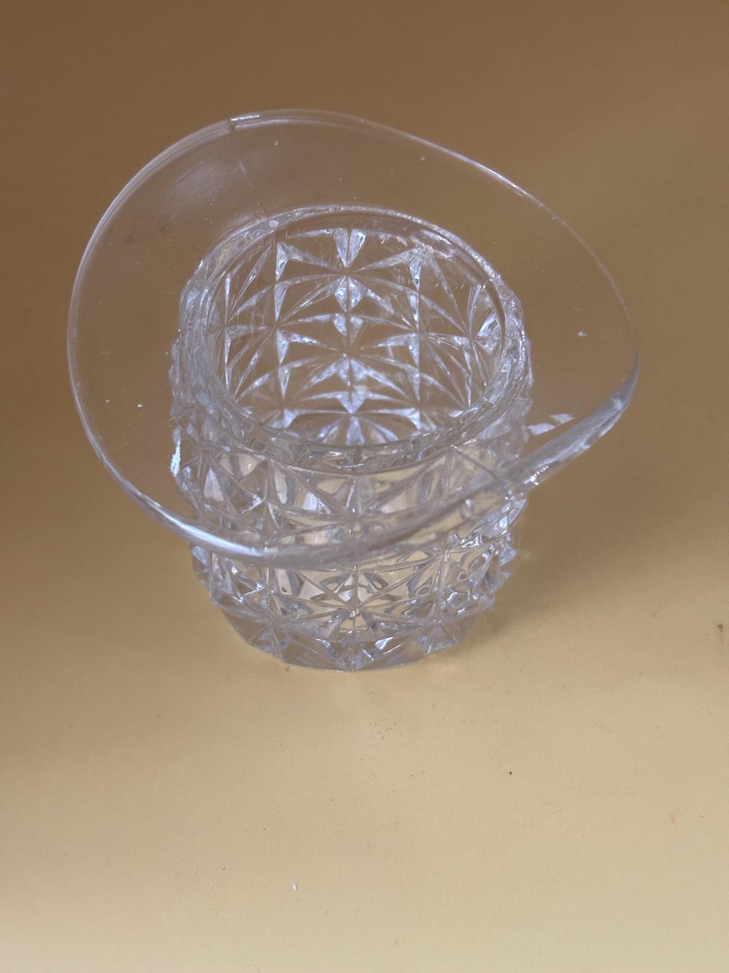 Vintage Starburst Cut Glass Hat Votive Holder Toothpick Holder Lover Antiques and Vintage