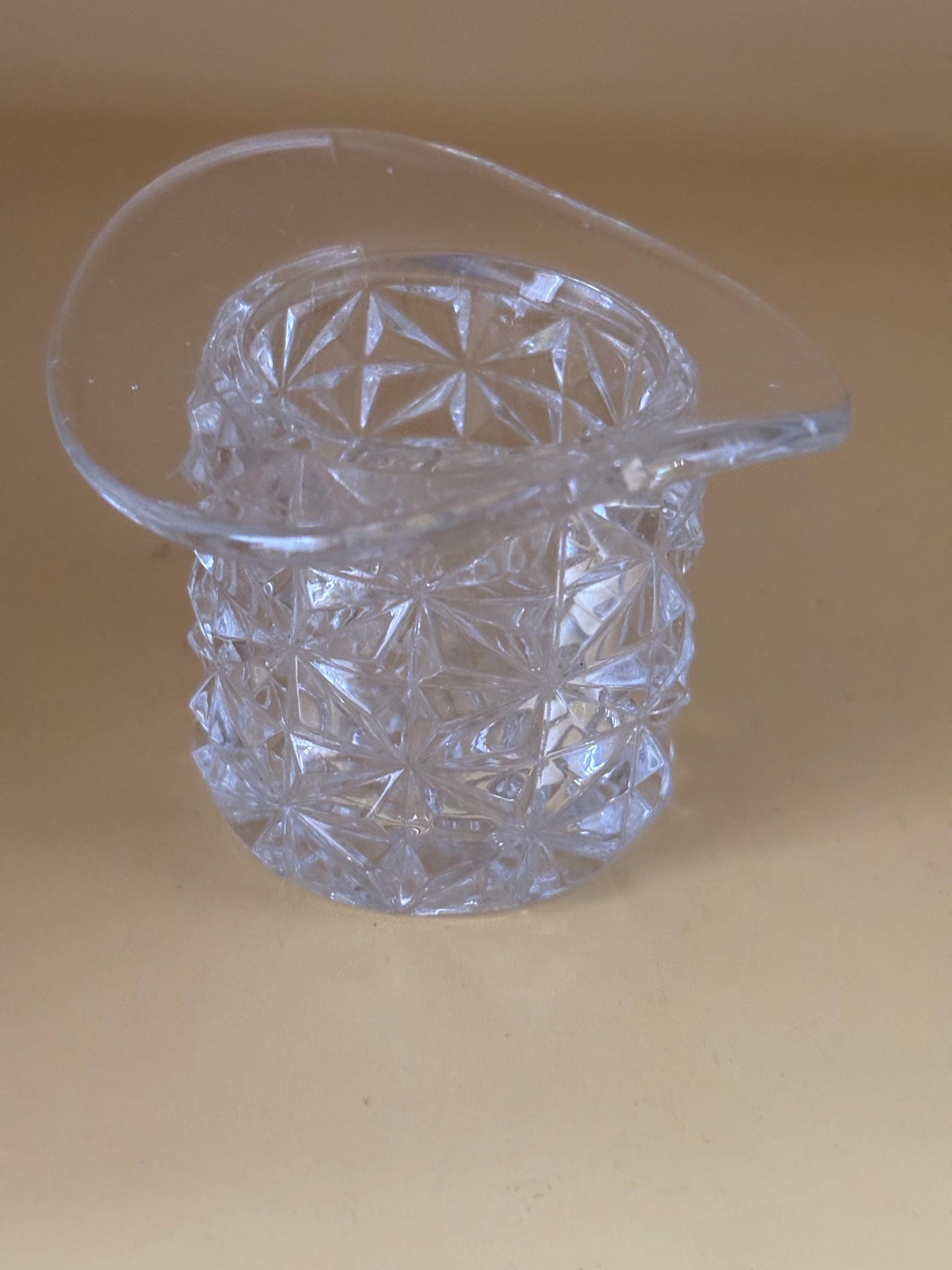 Vintage Starburst Cut Glass Hat Votive Holder Toothpick Holder Lover Antiques and Vintage