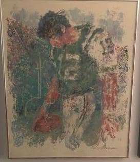 Vintage Joe Namath Original Print by LeRoy Neiman Framed Lithograph New York Jets Pop Art Large Print Artwork Lover Antiques and Vintage