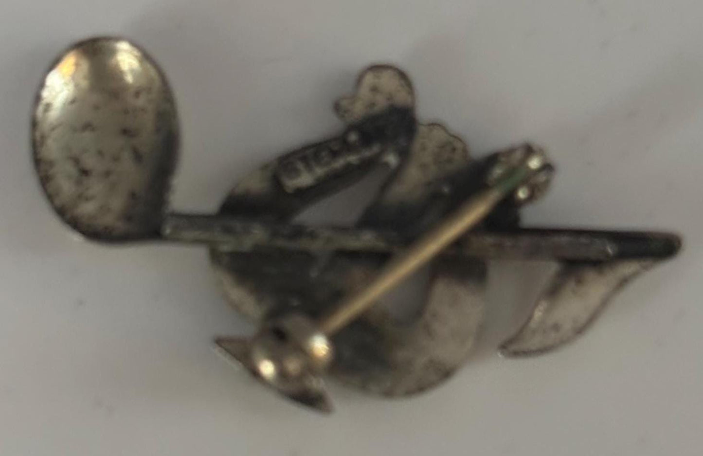 Vintage Sterling Silver Music Pin Brooch Lover Antiques Red Enamel Pins