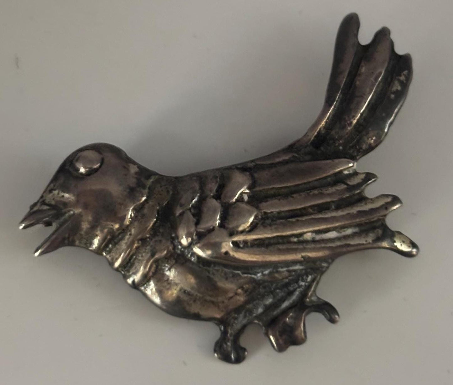 Vintage Sterling Silver Bird Pin Brooch 3D Lover Antiques and Vintage