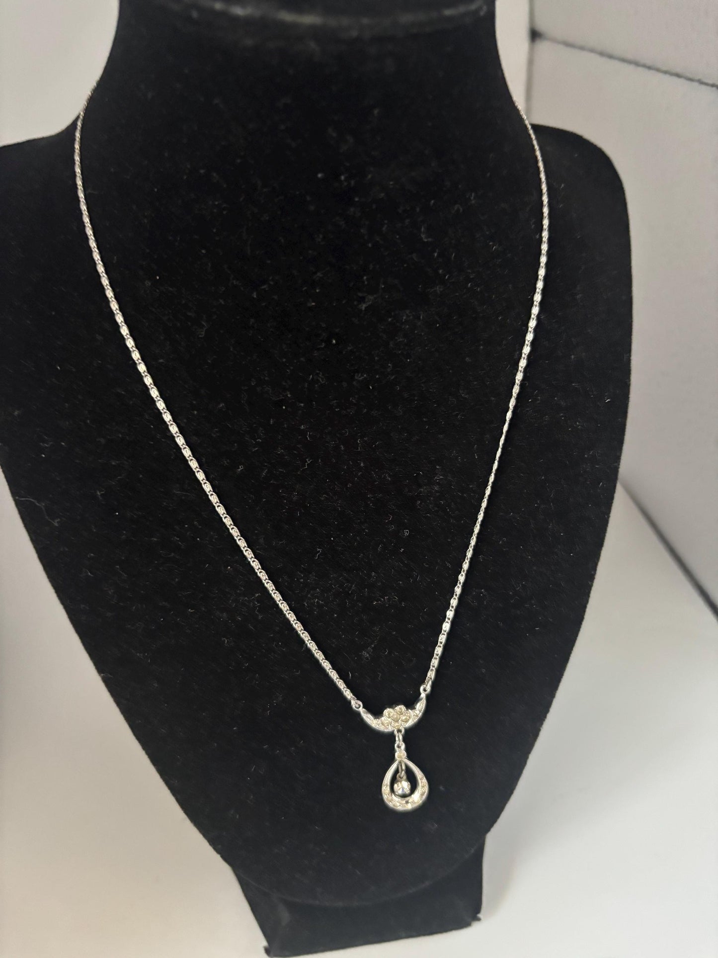 Vintage Sterling Silver Necklace with Pendant Wedding Bridesmaid Gift Lover Antiques and Vintage
