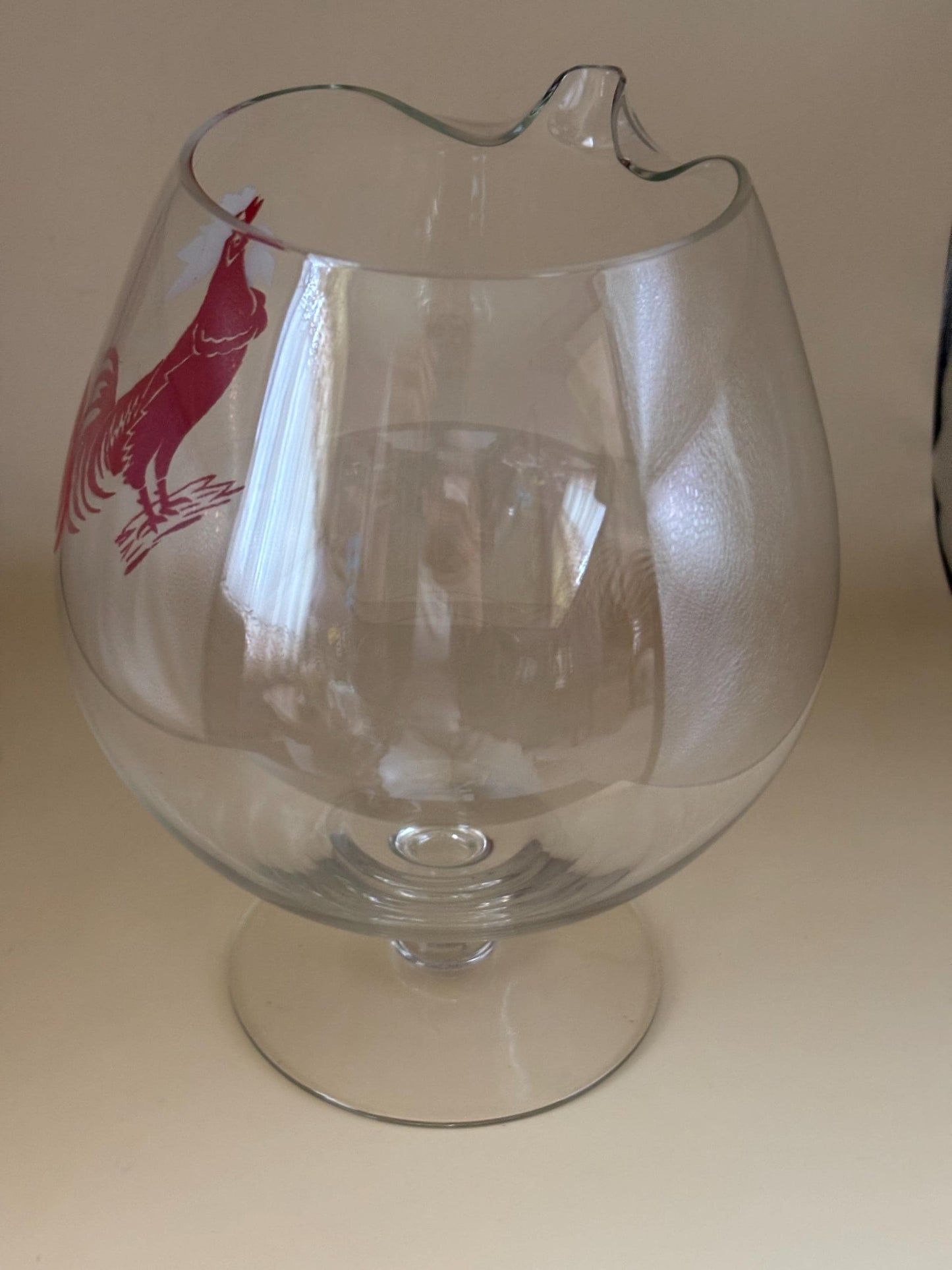 Vintage Red Rooster Glass Pitcher Rare Rooster Gift Lover Antiques and Vintage