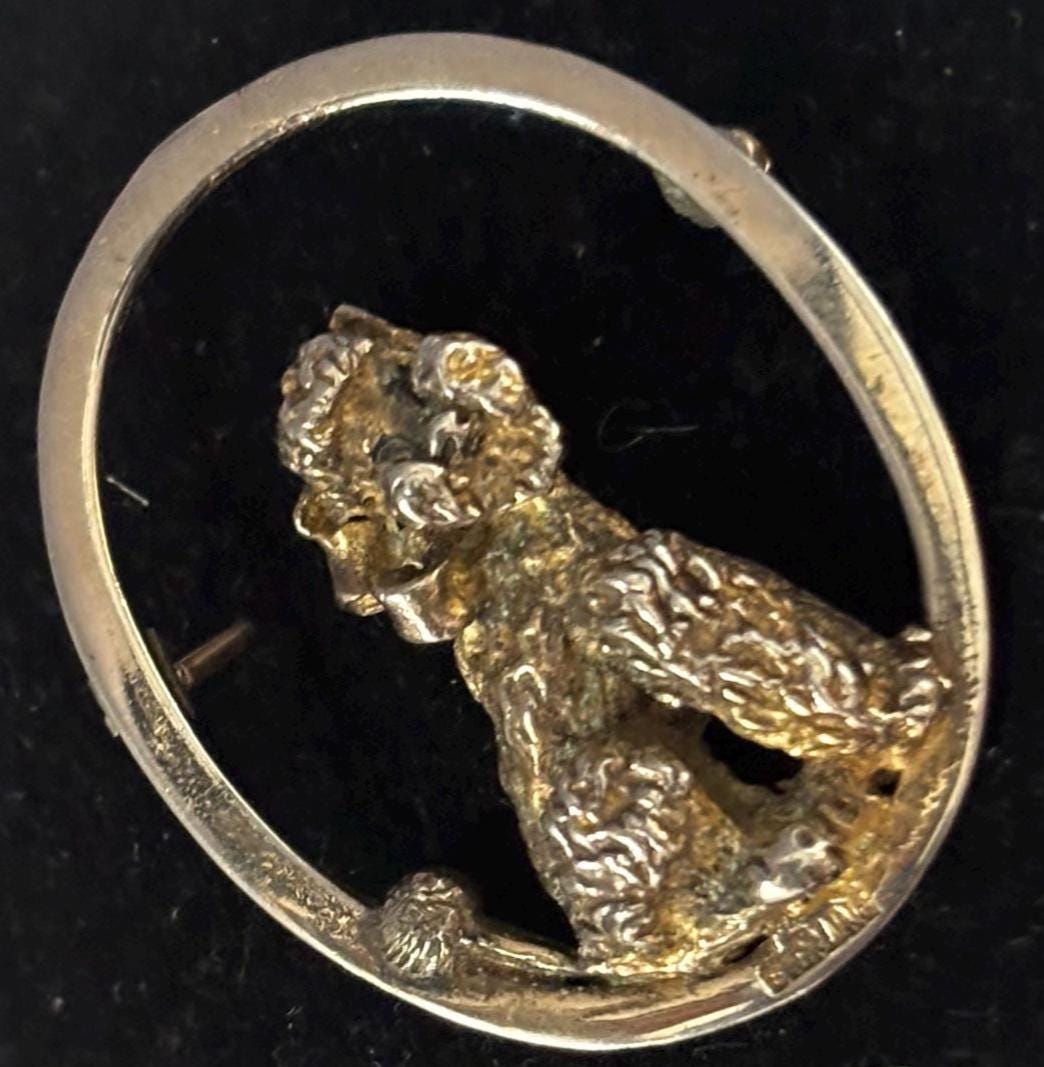 Vintage Sterling Silver Dog Pin Brooch Gift for that Dog Lover Antiques and Vintage