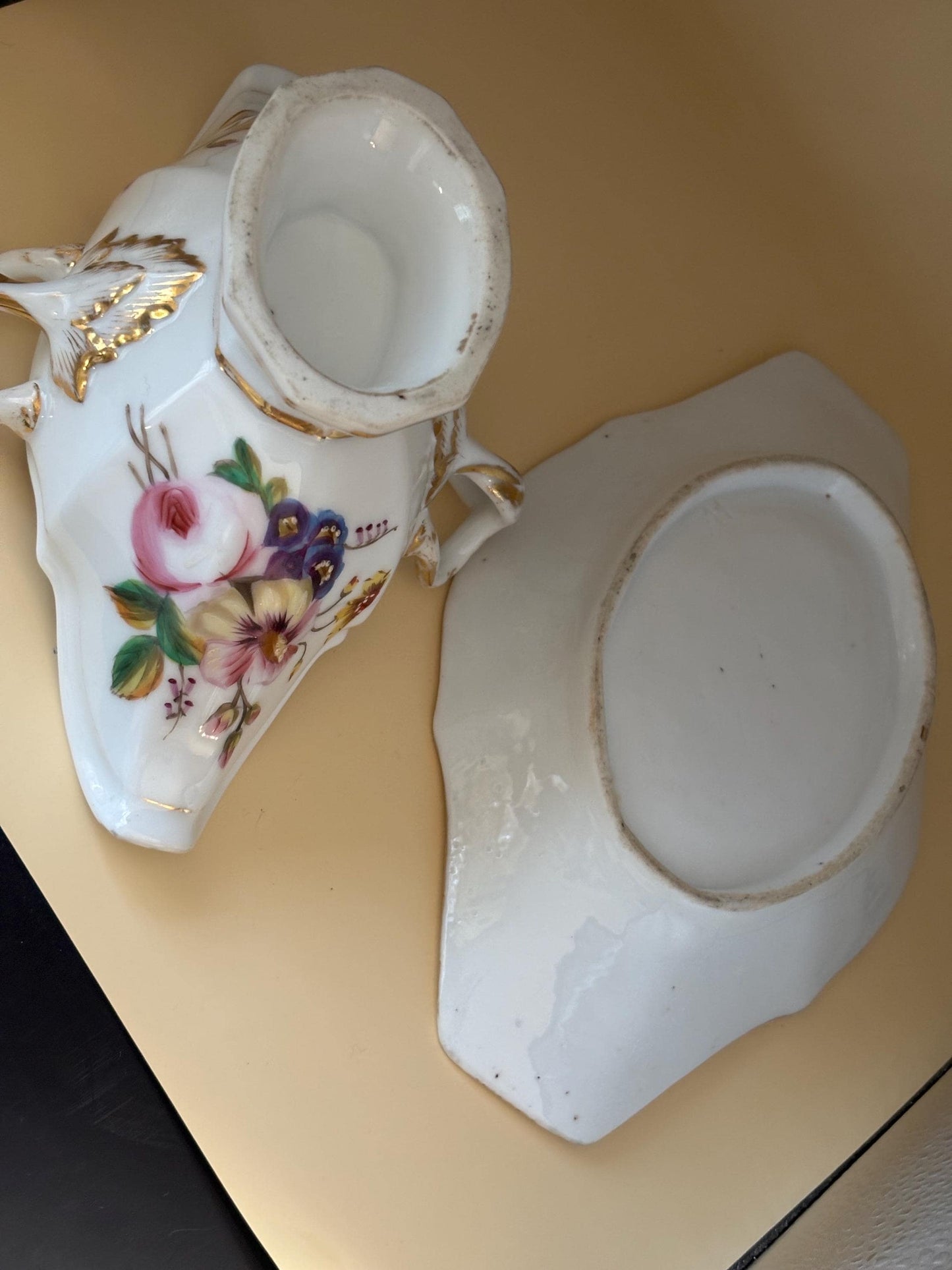 Antique Carl Teichert Meissen Gravy Boat Dish Lover Antiques and Vintage