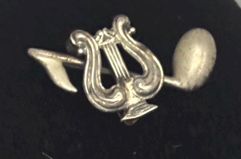 Vintage Sterling Silver Music Pin Brooch Lover Antiques Red Enamel Pins