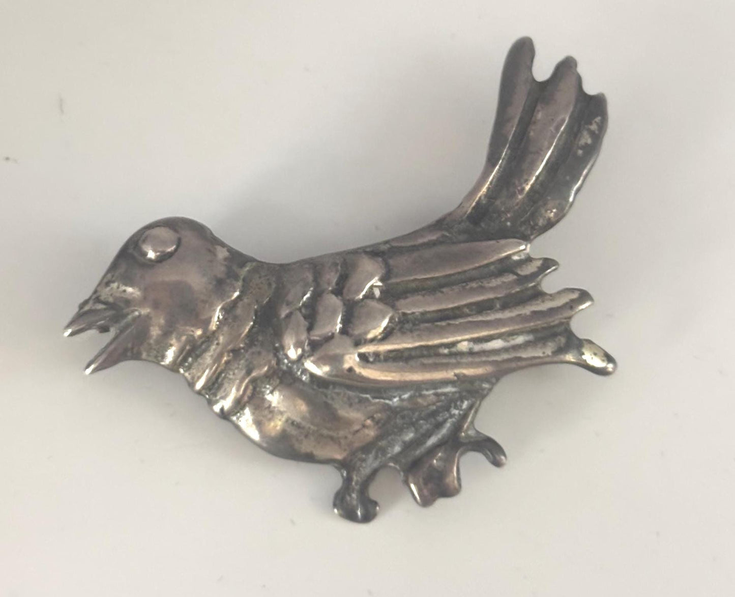 Vintage Sterling Silver Bird Pin Brooch 3D Lover Antiques and Vintage