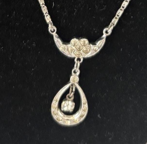 Vintage Sterling Silver Necklace with Pendant Wedding Bridesmaid Gift Lover Antiques and Vintage