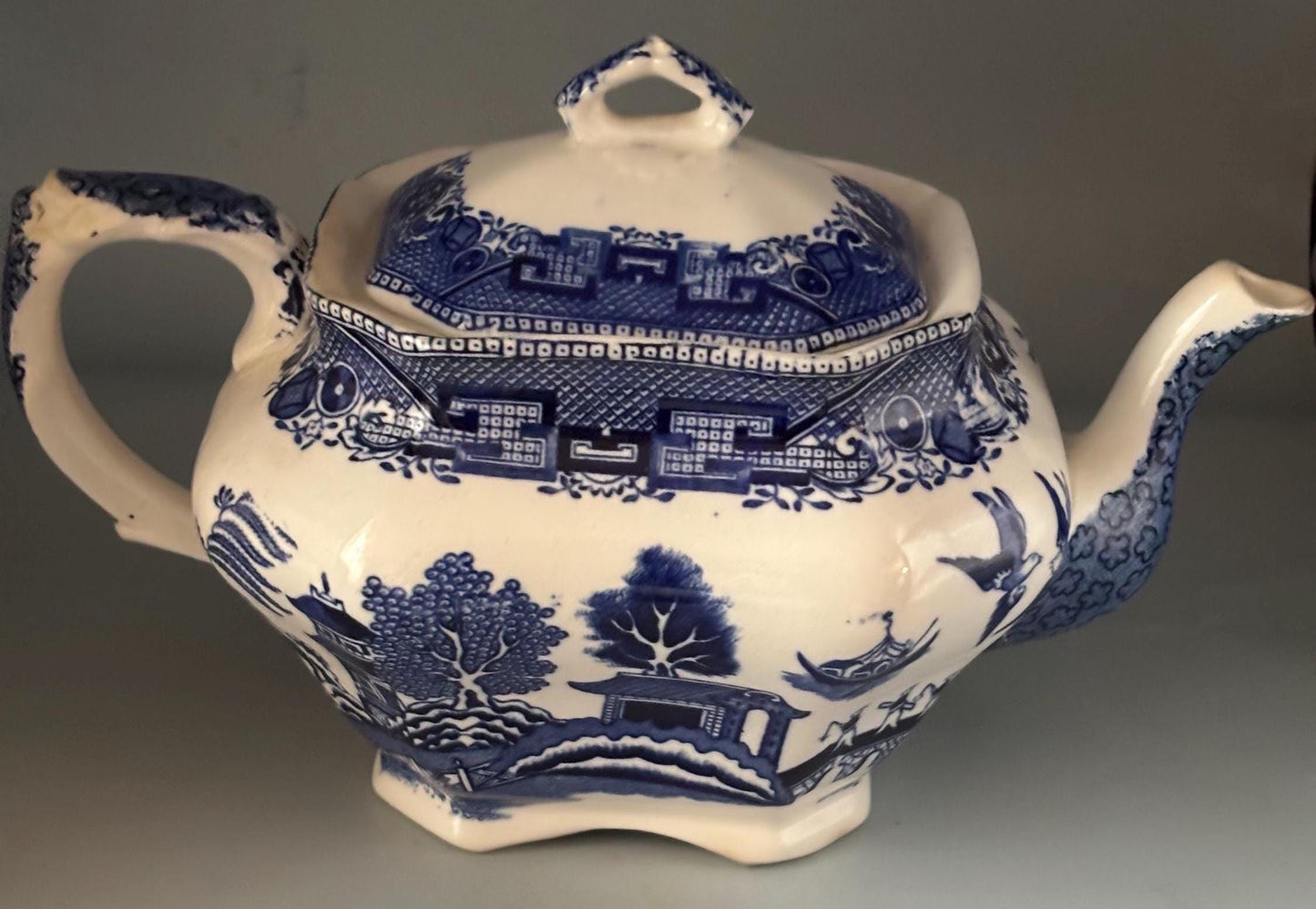 Antique Buffalo Teapot with Lid Blue & White Lover Antiques and Vintage