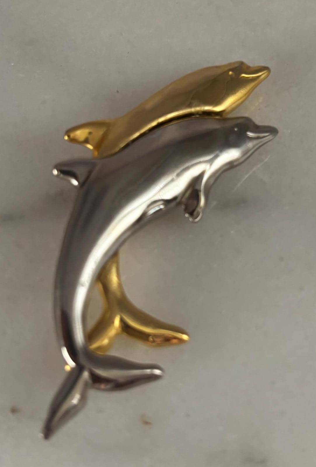 Vintage Twin Dolphins Pin Brooch Gold & Silver Tone Pin by Liz Claiborne Lover Antiques and Vintage