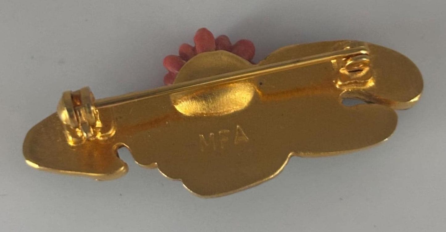 Vintage MFA Enamel Lily Pad and Lotus Flower Brooch Pin Claude Money Museum of Fine Arts Water Lilies Lover Antiques and Vintage