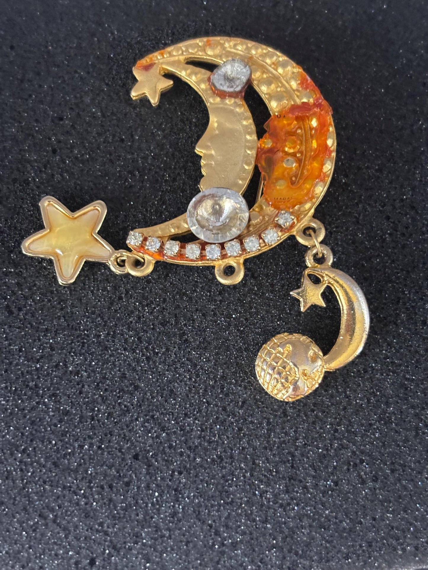 Vintage Celestial Moon Brooch Pin by Bonetto Jewelry Lover Antiques and Vintage