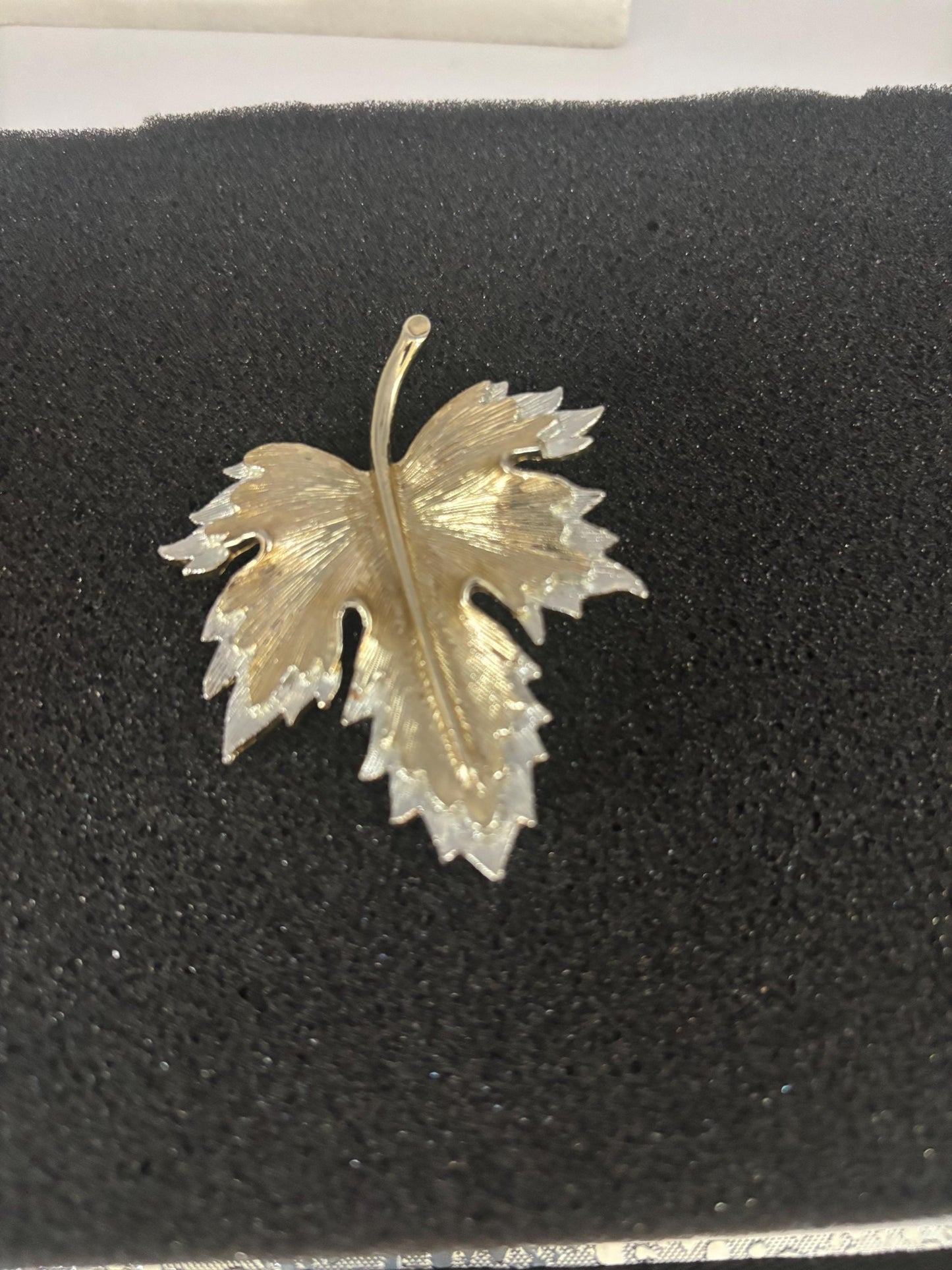 Vintage Sarah Coventry Gold & Silver Large Maple Leaf Brooch Golden Silver Leaf Brooch Pin Lover Antiques and Vintage