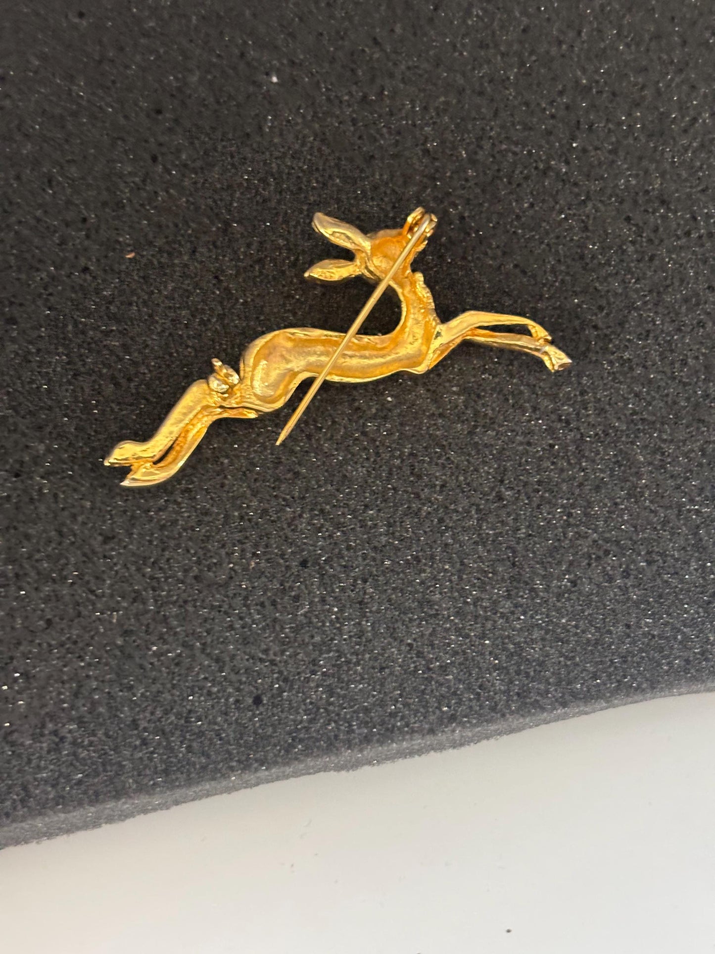 Vintage Deer Pin Gold with Colored Rhinestones Lover Antiques and Vintage