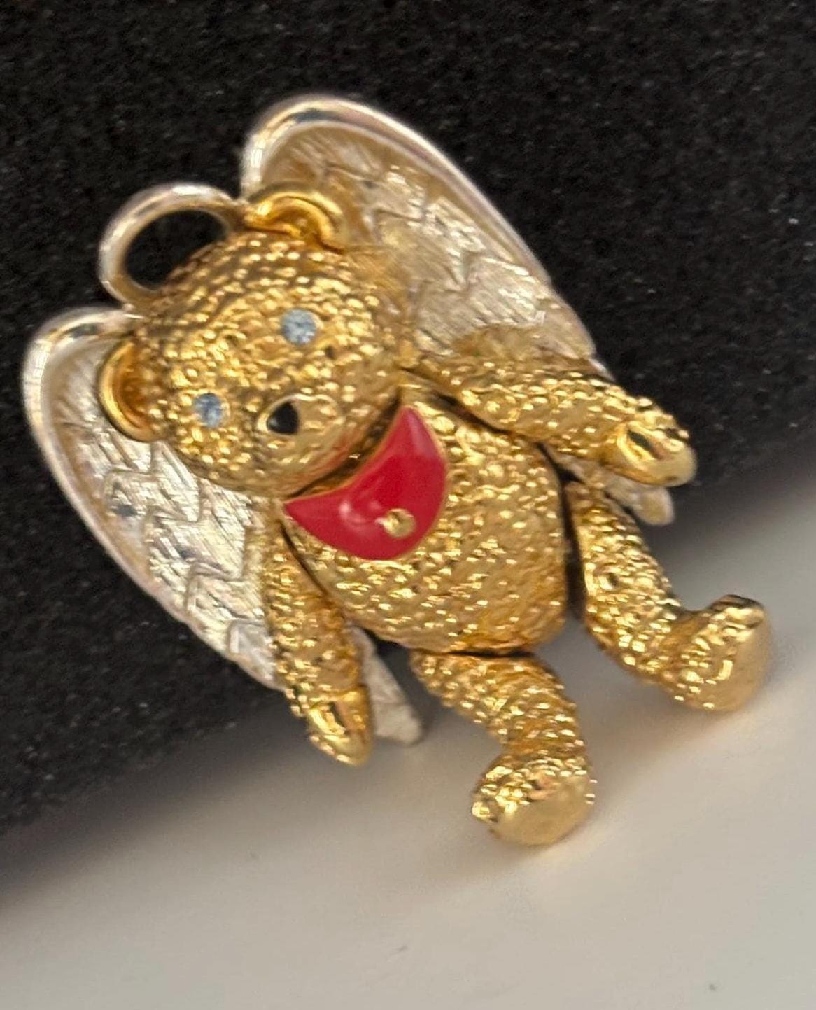 Vintage Angel Bear with Wings Pin or Pendant Batya Angel Heart Teddy Bear Articulated Bear Gift Lover Antiques and Vintage