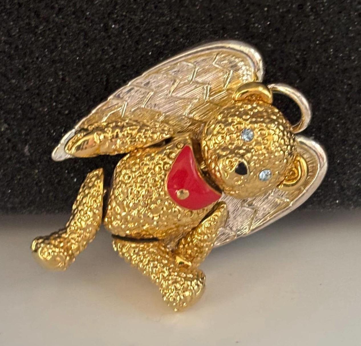 Vintage Angel Bear with Wings Pin or Pendant Batya Angel Heart Teddy Bear Articulated Bear Gift Lover Antiques and Vintage