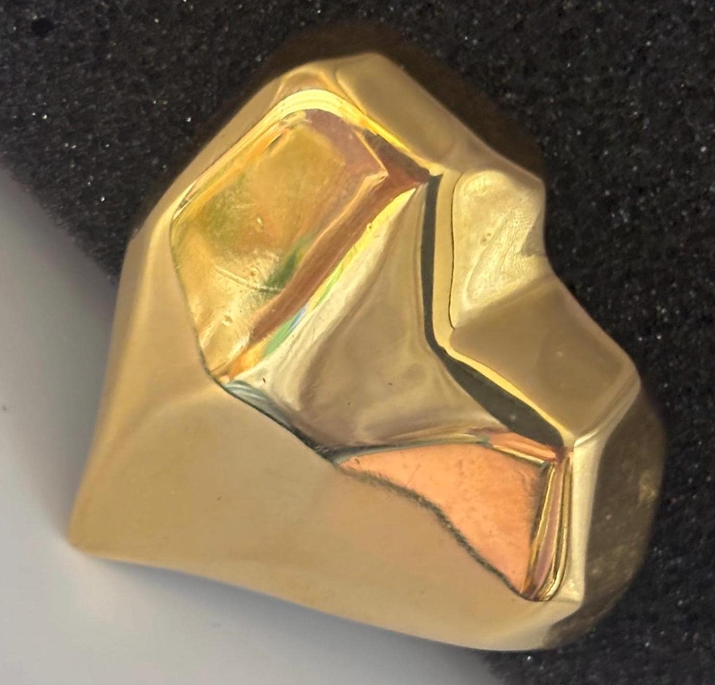 Vintage VO Les Bernardo Faceted Gold Chunky Heart Pin Brooch Marked USA Lover Antiques and Vintage
