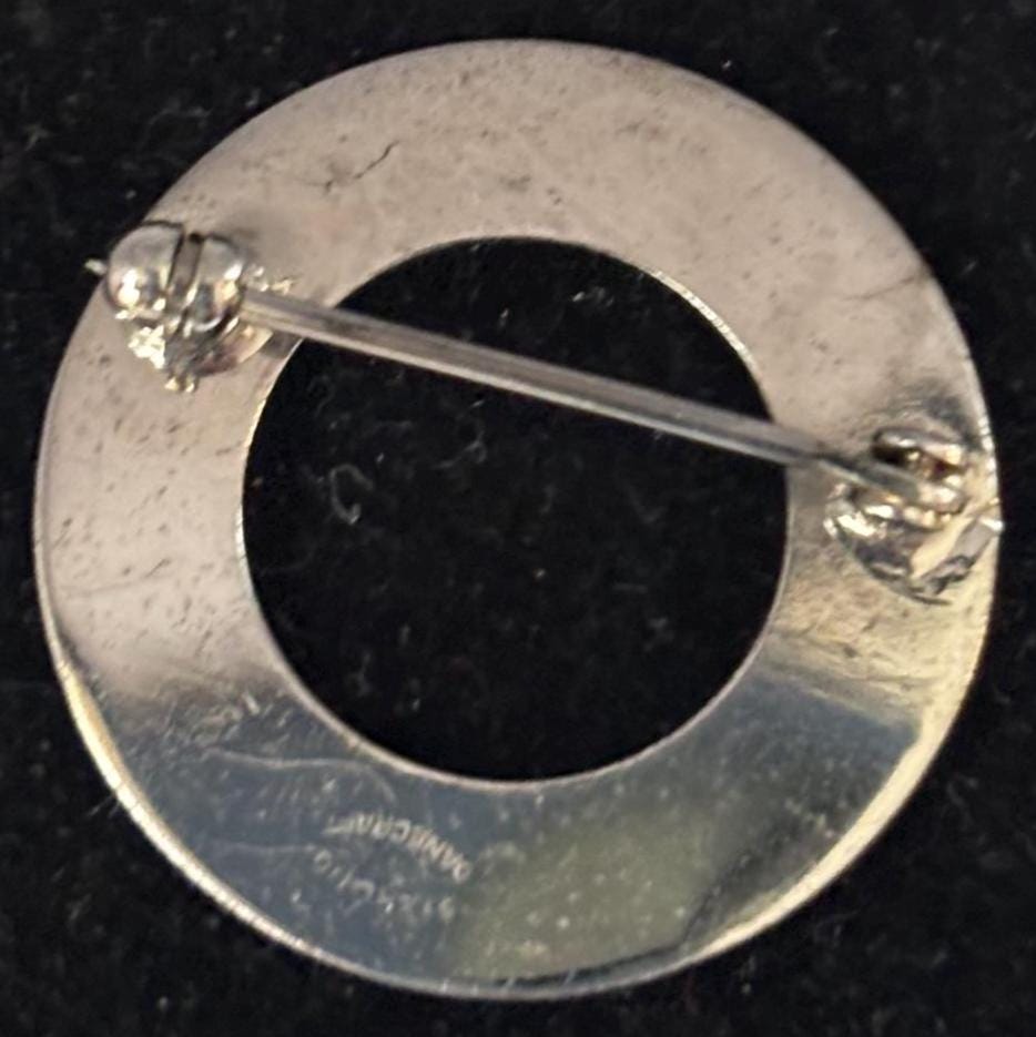 Vintage Sterling Silver Circle Pin Brooch Lover Antiques and Vintage