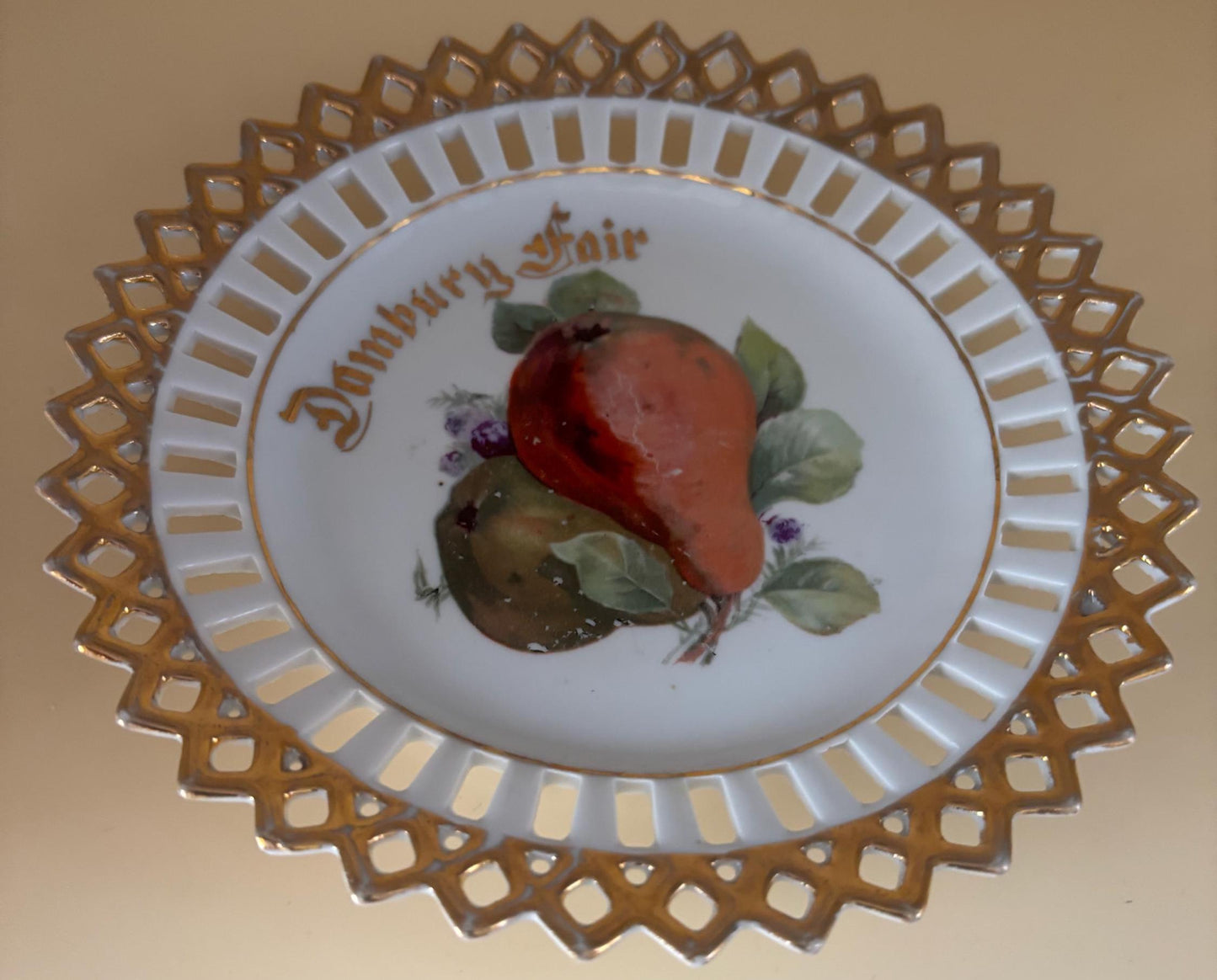Vintage Danbury Fair Souvenir Reticulated Porcelain Plate Made in Germany Lover Antiques and Vintage