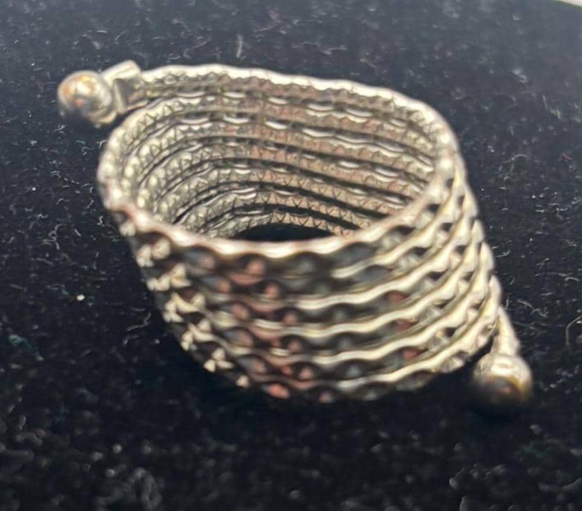 Vintage Sterling Silver Multi Strand Band Mesh Adjustable Ring Lover Antiques and Vintage