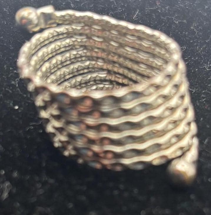 Vintage Sterling Silver Multi Strand Band Mesh Adjustable Ring Lover Antiques and Vintage