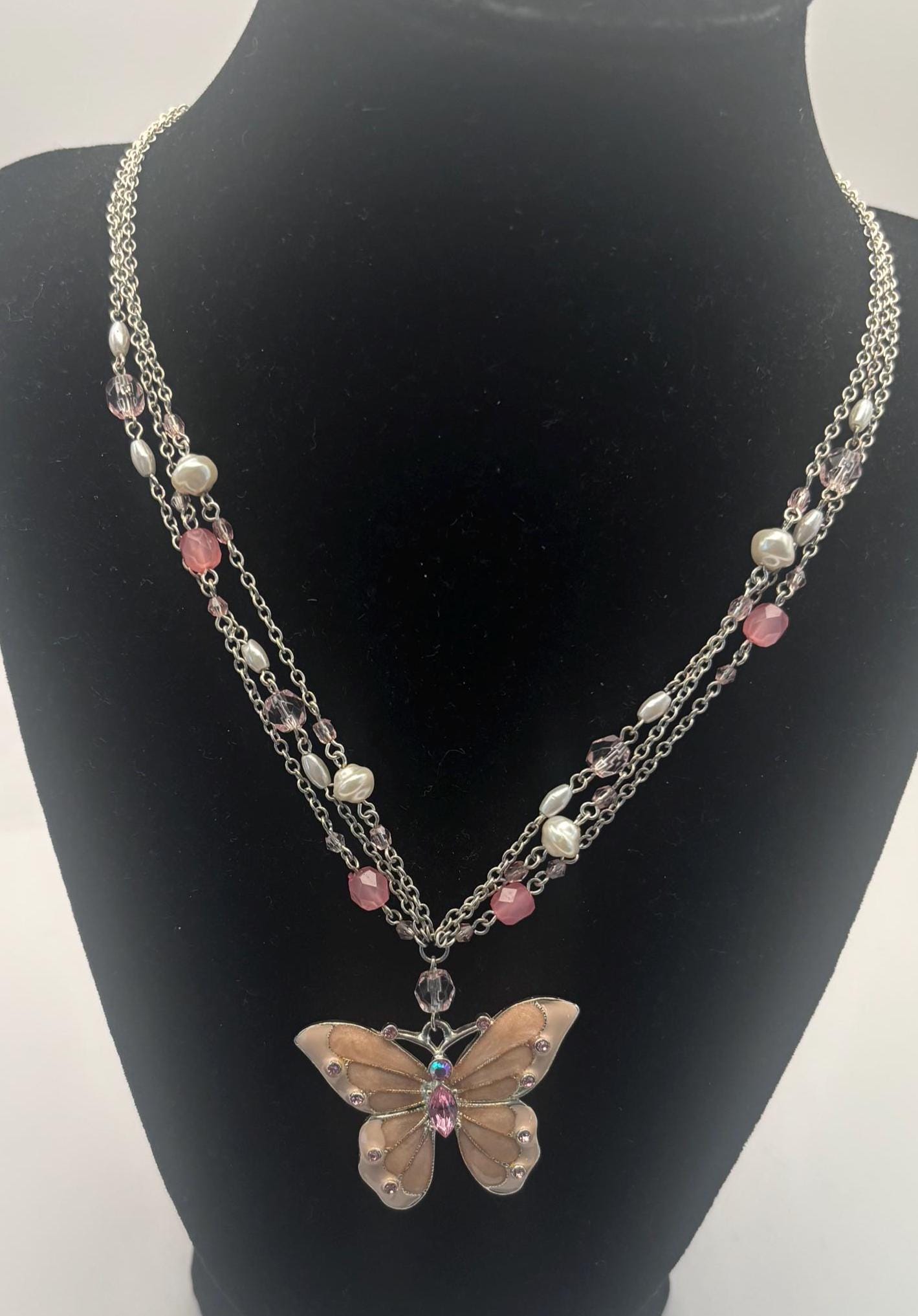 Vintage Robert Rose Butterfly Necklace Lover Antiques and Vintage
