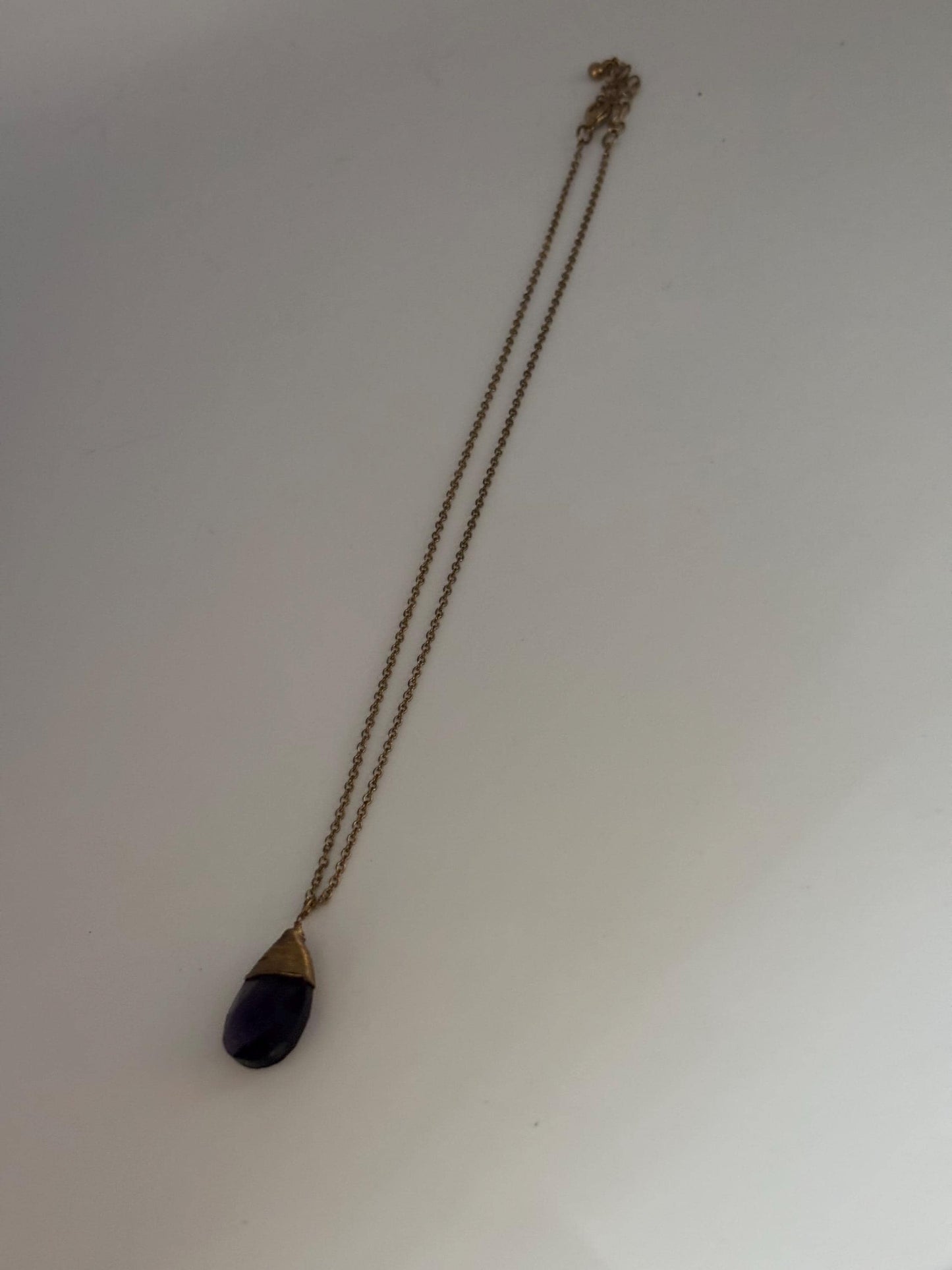 Vintage Big Purple Amethyst Pendant Necklace Gold Necklace Teardrop Violet Jewelry Better than New Gifts at Lover Antiques and Vintage