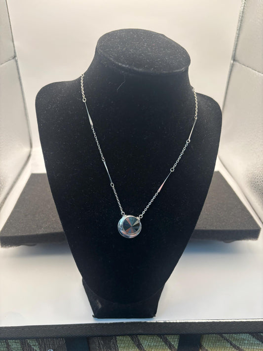 Vintage Sarah Coventry Jet Set Necklace Hematite Rivoli Pendant Jewelry Lover Antiques and Vintage