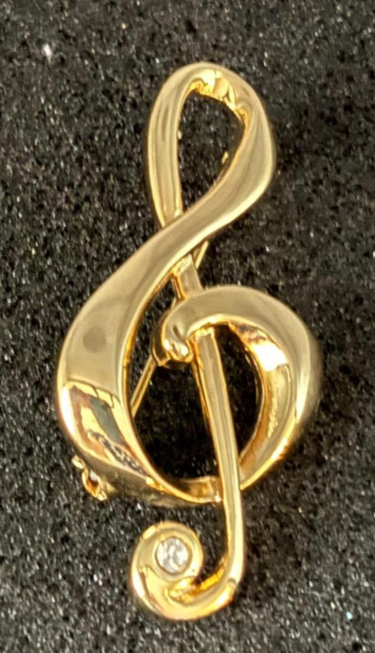 Vintage Gold Music Pin Brooch Lover Antiques Red Enamel Pins