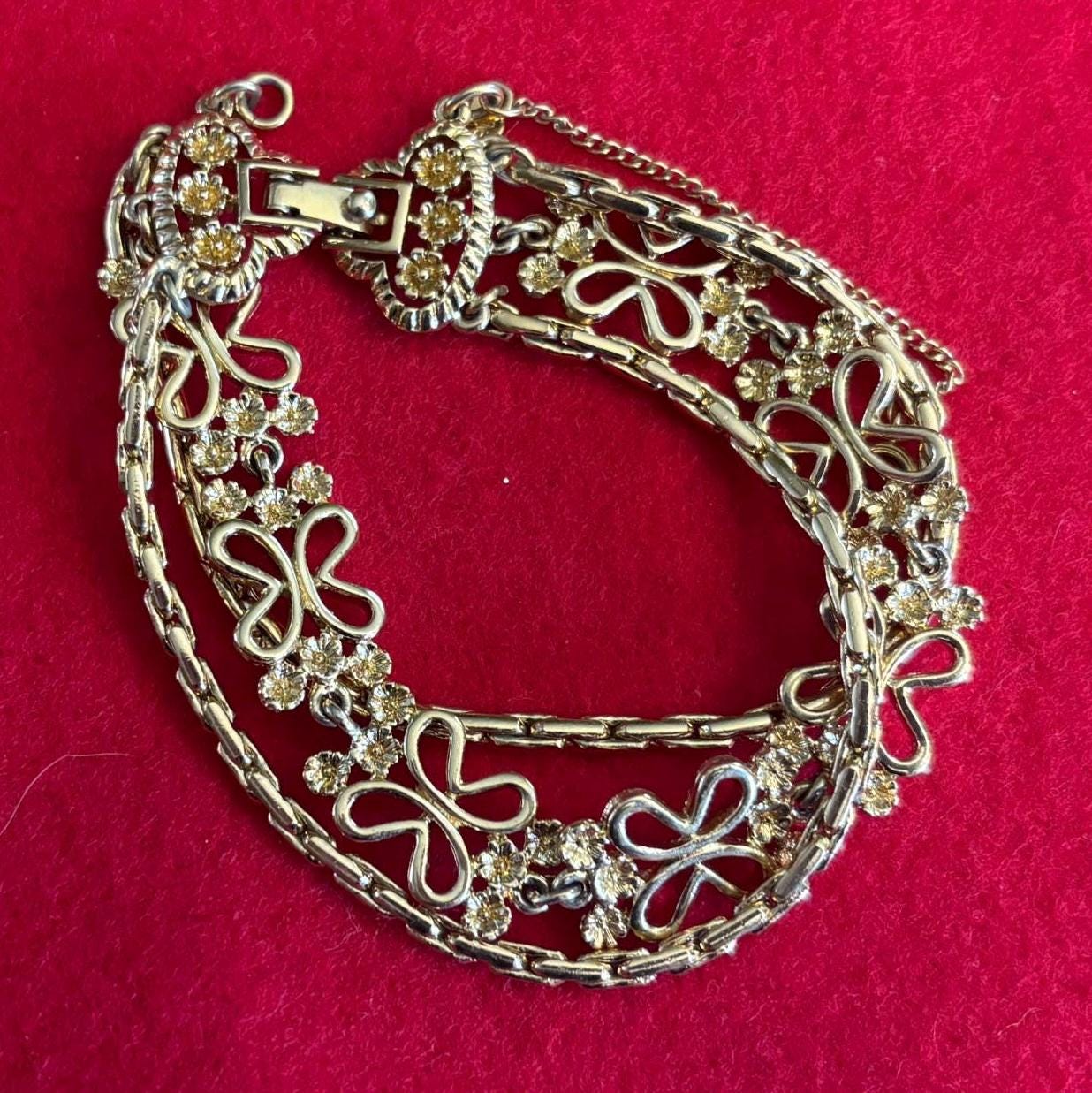 Vintage Monet Silver Butterflies Multi Strand Chain Bracelet Lover Antiques and Vintage