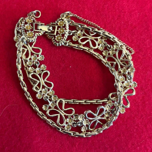 Vintage Monet Silver Butterflies Multi Strand Chain Bracelet Lover Antiques and Vintage