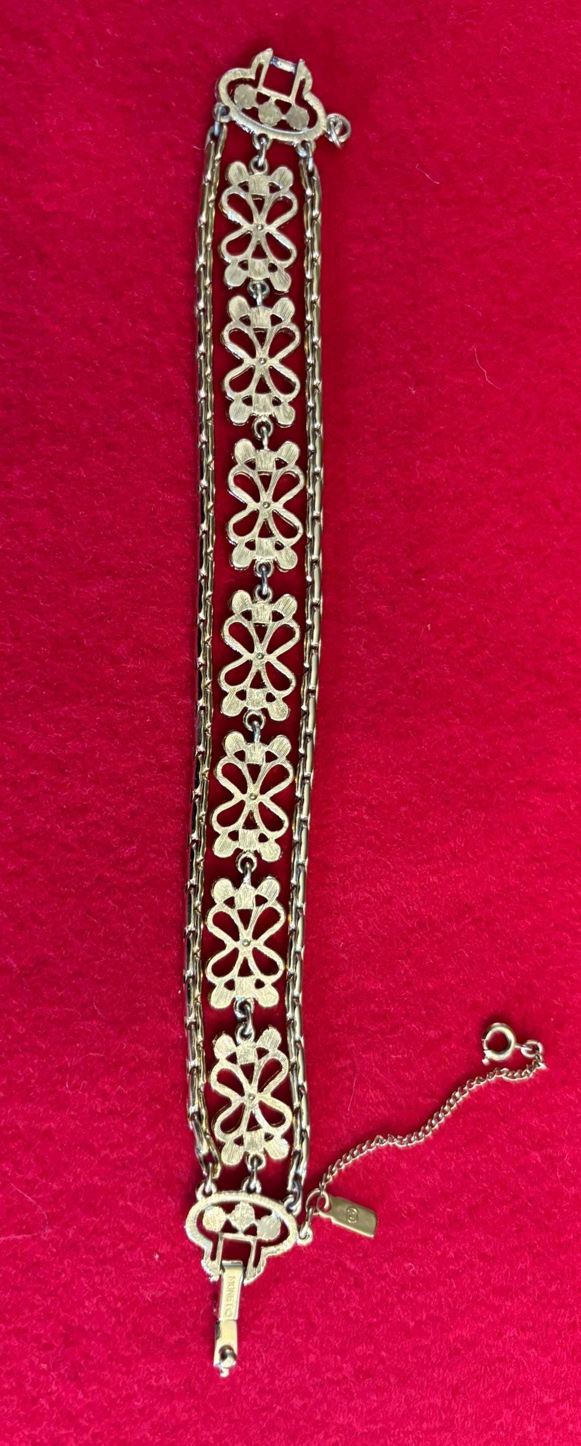 Vintage Monet Silver Butterflies Multi Strand Chain Bracelet Lover Antiques and Vintage