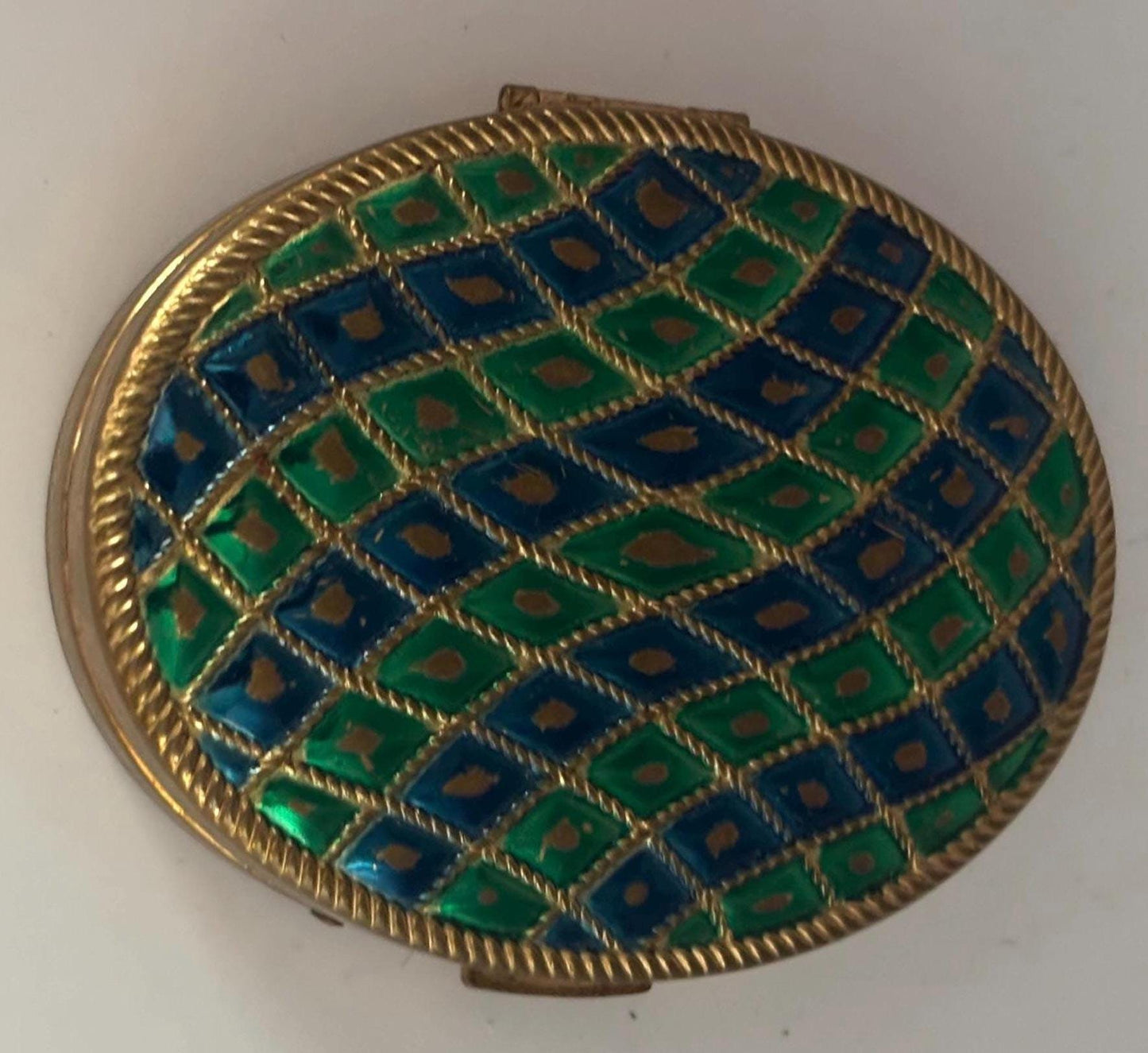 Vintage Avon Empress Powder Compact Enamel Powder Puff Case Lover Antiques and Vintage