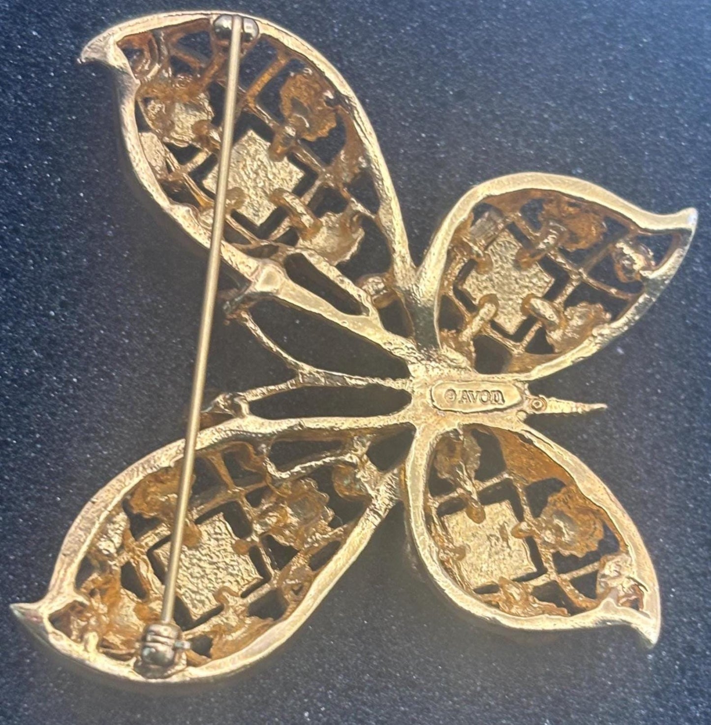Vintage Avon Pink & Gold Butterfly Brooch Pin Lover Antiques and Vintage