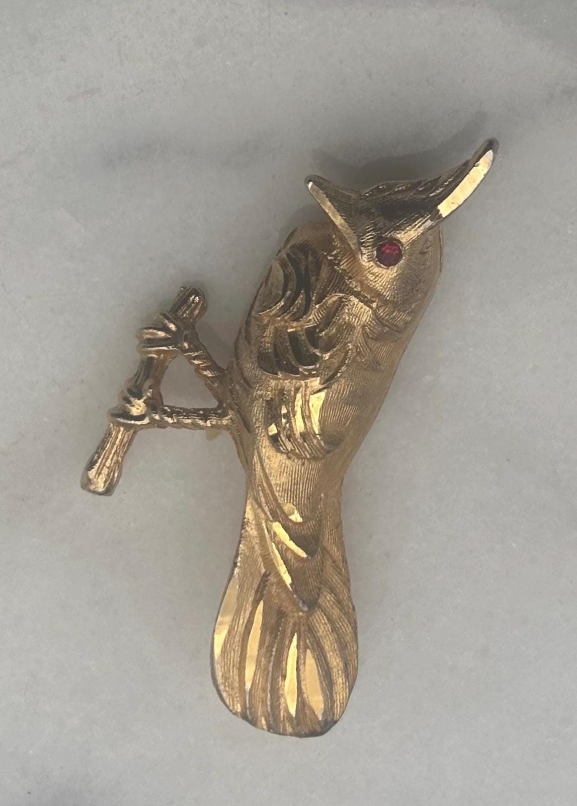 Vintage Bird on a Branch Brooch Pin BSK Mid Century Jewelry Lover Antiques and Vintage