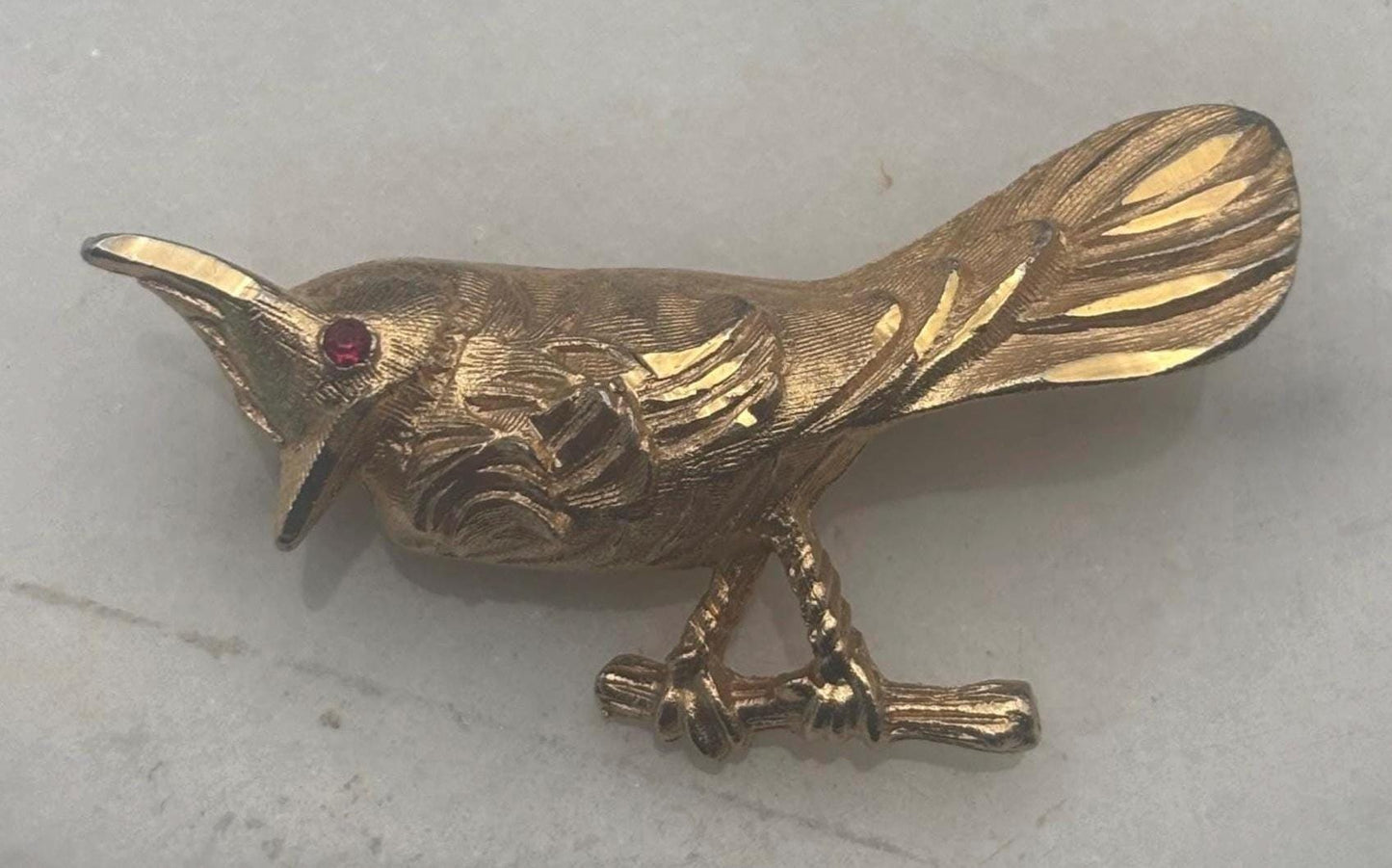 Vintage Bird on a Branch Brooch Pin BSK Mid Century Jewelry Lover Antiques and Vintage