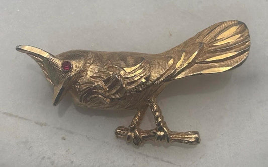 Vintage Bird on a Branch Brooch Pin BSK Mid Century Jewelry Lover Antiques and Vintage