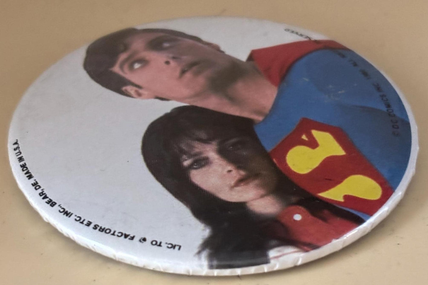 Vintage Superman Movies Pin 1980 Christopher Reeve Margot Kidder Lover Antiques and Vintage