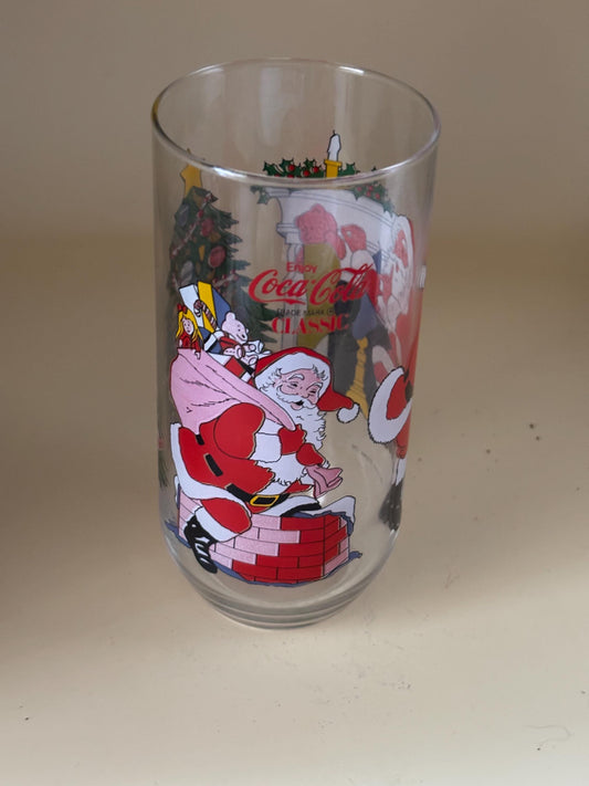 Vintage Santa Glass Coca Cola Cup Lover Antiques and Vintage