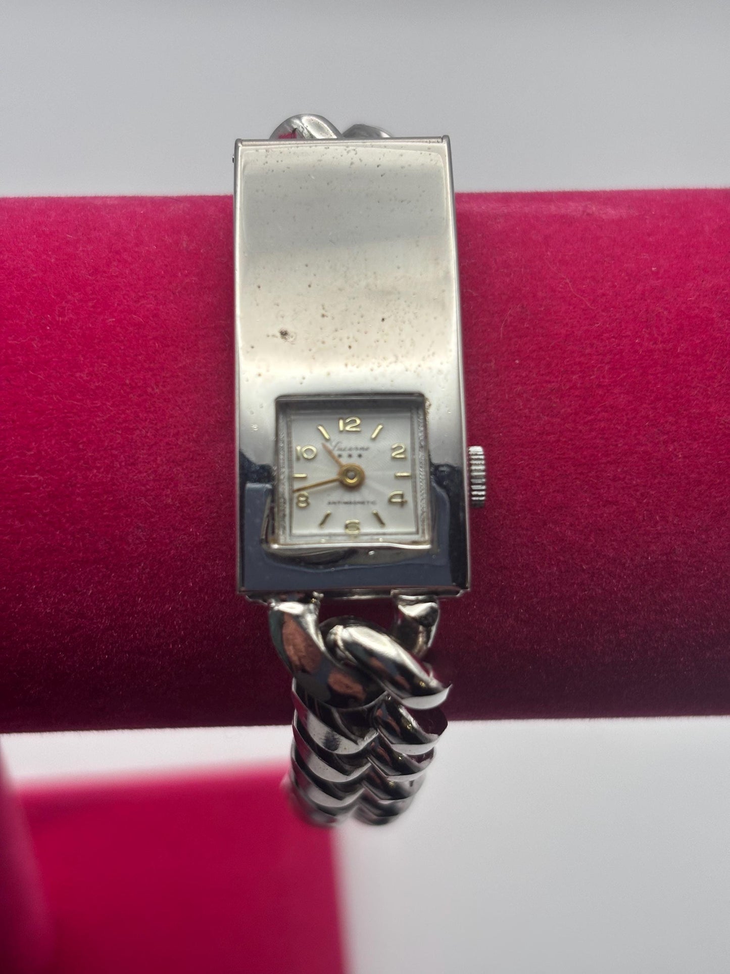 Vintage Lucerne Silver Chainlink Bracelet Watch Lover Antiques and Vintage
