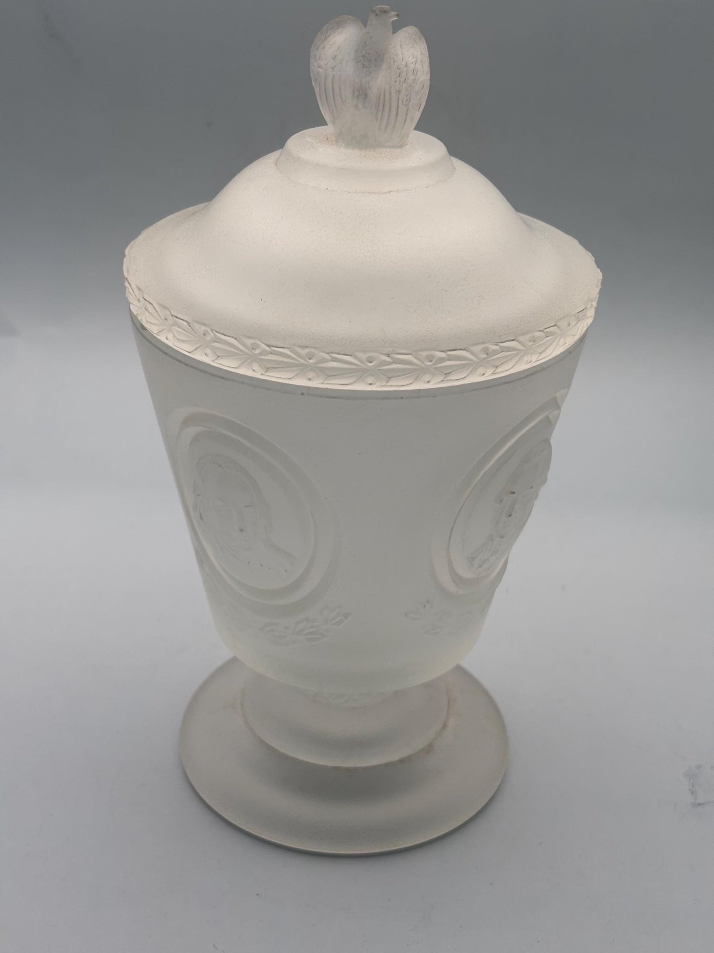 Vintage Fenton Frosted Glass Candy Dish with Lid Lover Antiques and Vintage