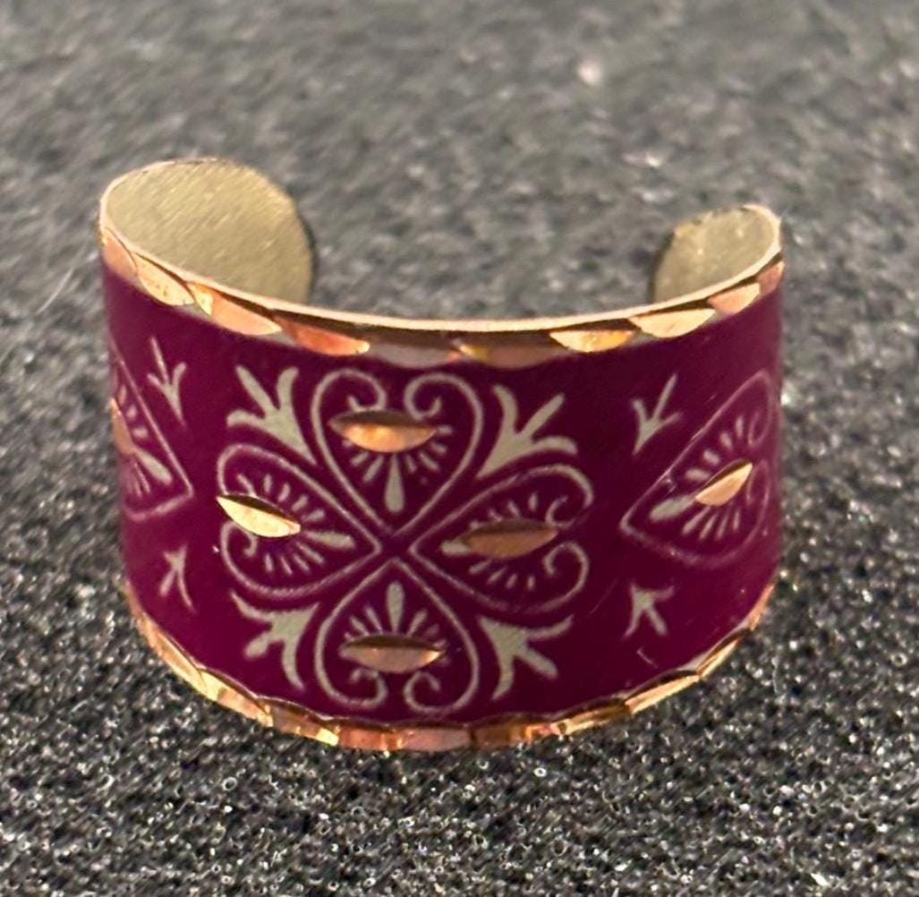 Vintage Copper Patina Rosewood Reverie Ring Choose Red Purple or Green Lover Antiques and Vintage