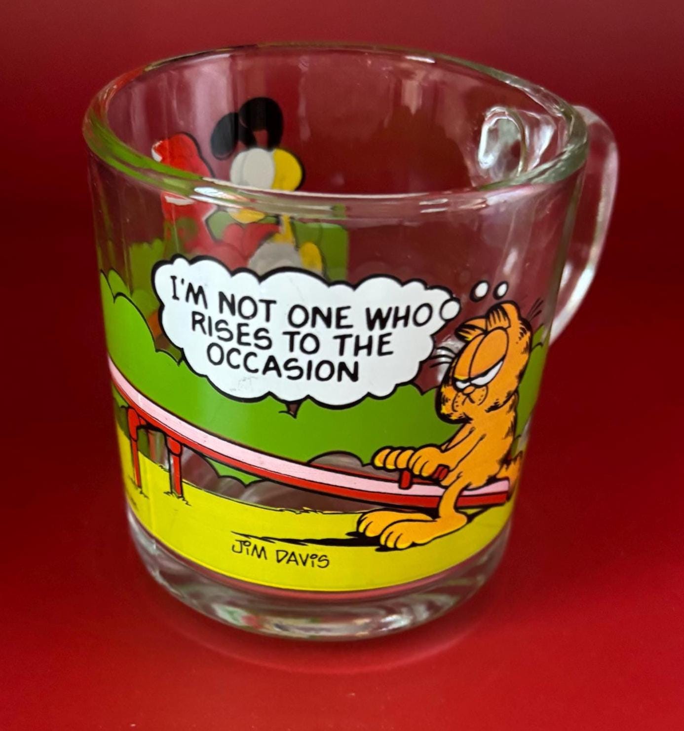 Vintage Garfield the Cat Glass Mug Collectible Lover Antiques and Vintage