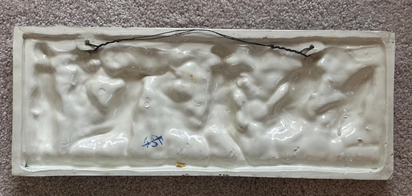 Vintage Cherub Plaque Neoclassical Italian Plaster Wall Relief Sculpture Wall Hanging Lover Antiques Vintage