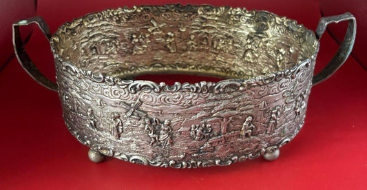 Antique Holland Ware Silver over Copper Dutch Colonial Ornate Repousse Holder Dish Hold Bowl Lover Antiques and Vintage